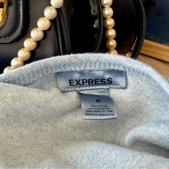 Express 90’s Velour Light Blue Off-Shoulder Top, Size Medium, Great Condition! - Picture 6 of 6